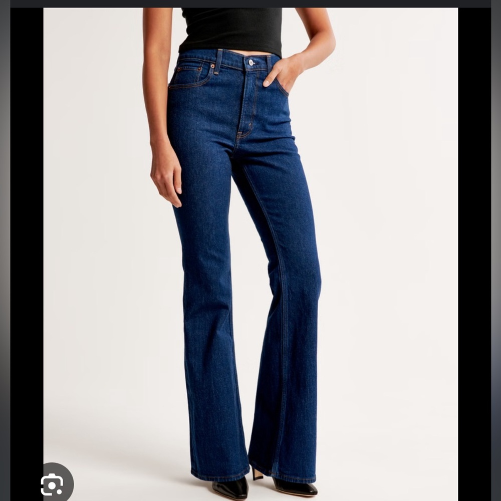 Abercrombie Vintage Flare high rise jeans dark pintuck